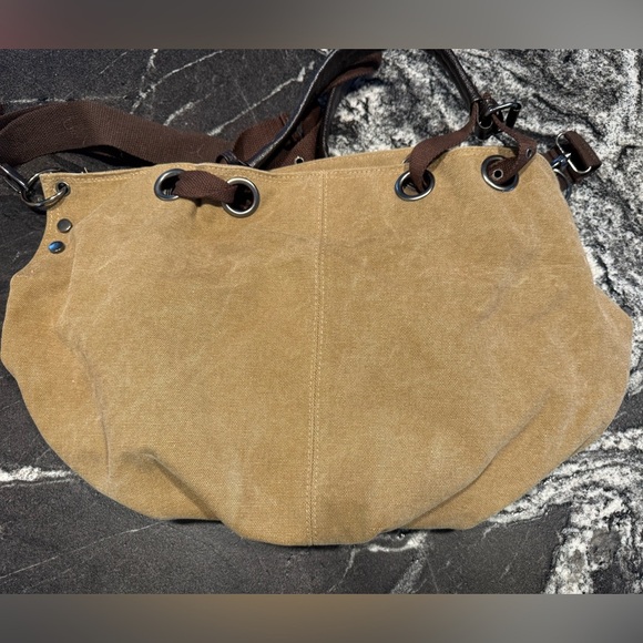 Tan Canvas Shoulder Bag - Picture 1 of 11